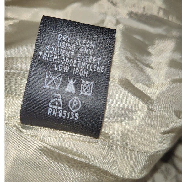 Lafayette 148 Leaf Patterned Blazer Zebra Stripe Tan Khaki Mandarin Type Collar - Picture 9 of 10